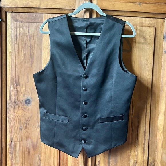 JF J.Ferrar Men's Black Satin Vest Size Medium Slim Fit Size Men’s Medium - Picture 2 of 11